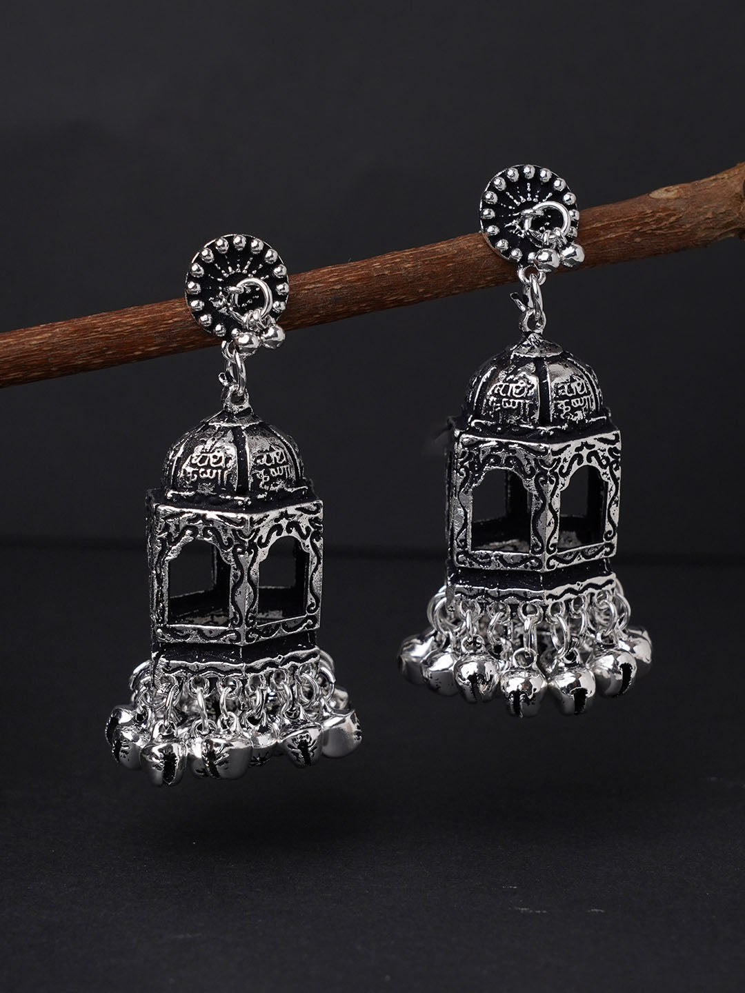 Buy Silver Oxidised Jewellery Set of 4 Ethnic Jhumka Jhumki and Earrings  for Women and Girls Online at Lowest Price Ever in India | Check Reviews &  Ratings - Shop The World